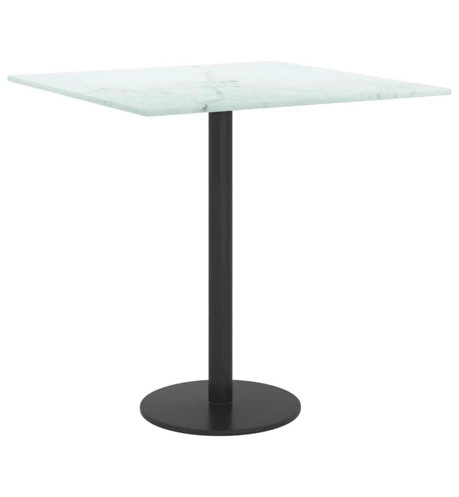 Tischplatte Weiss 40x40 cm 6 mm Hartglas in Marmoroptik