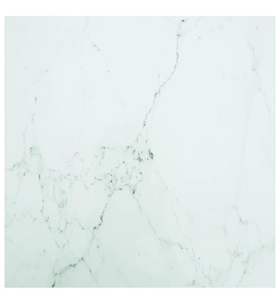 Dessus de table blanc 80x80 cm 6 mm verre trempé design marbre