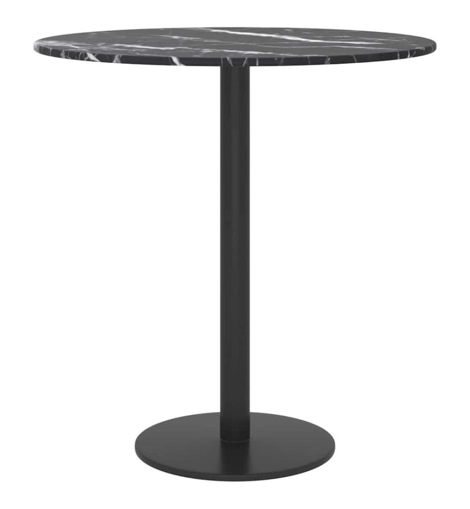 Tischplatte Schwarz Ø40x0,8 cm Hartglas in Marmoroptik