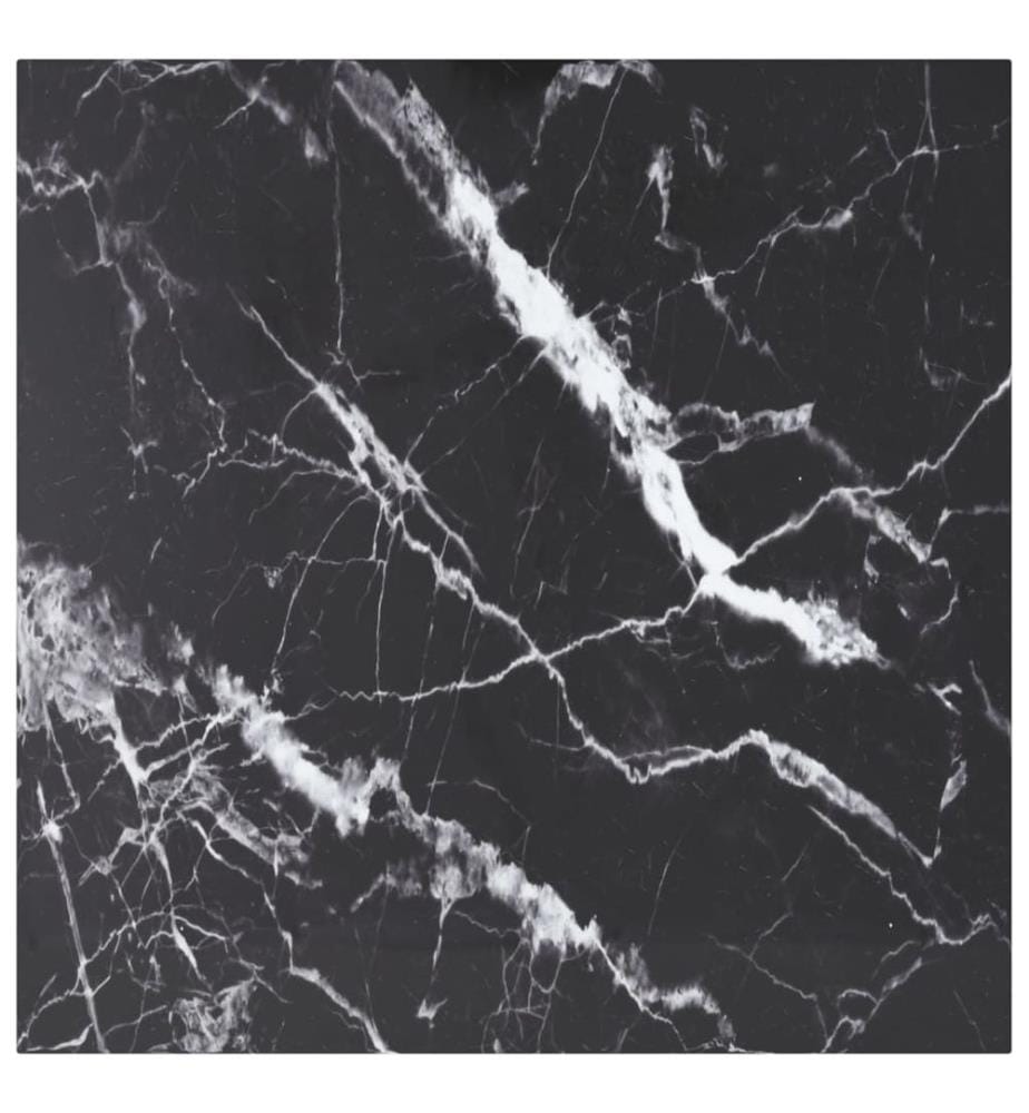Tischplatte Schwarz 70x70 cm 6 mm Hartglas in Marmoroptik
