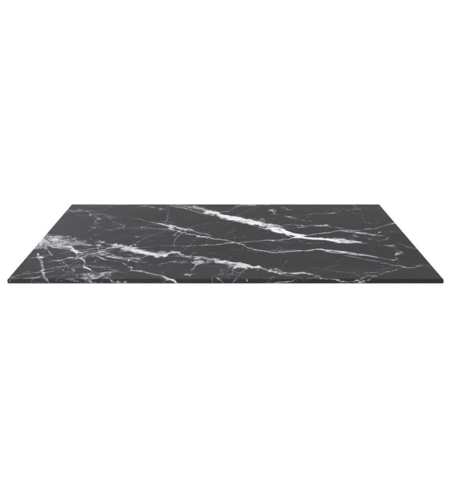 Tischplatte Schwarz 70x70 cm 6 mm Hartglas in Marmoroptik