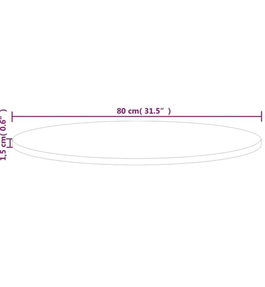 Runde Tischplatte Ø80x1,5 cm Unbehandeltes Massivholz Eiche