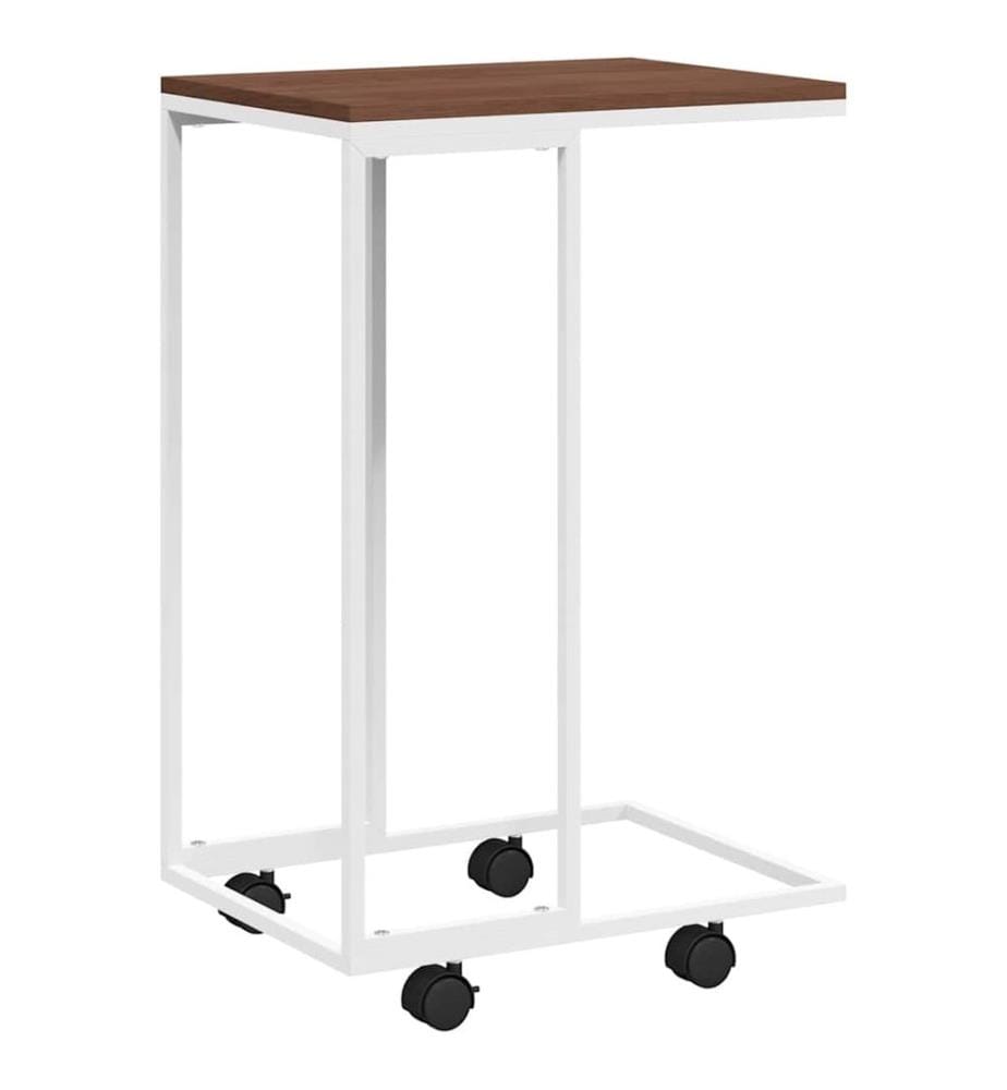Table d'appoint avec roues Blanc 40x30x63,5cm Bois d'ingénierie