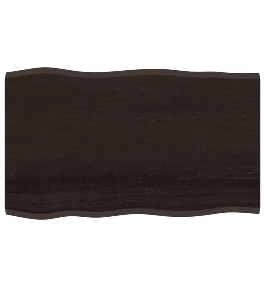 Tischplatte 100x60x2 cm Massivholz Eiche Behandelt Baumkante