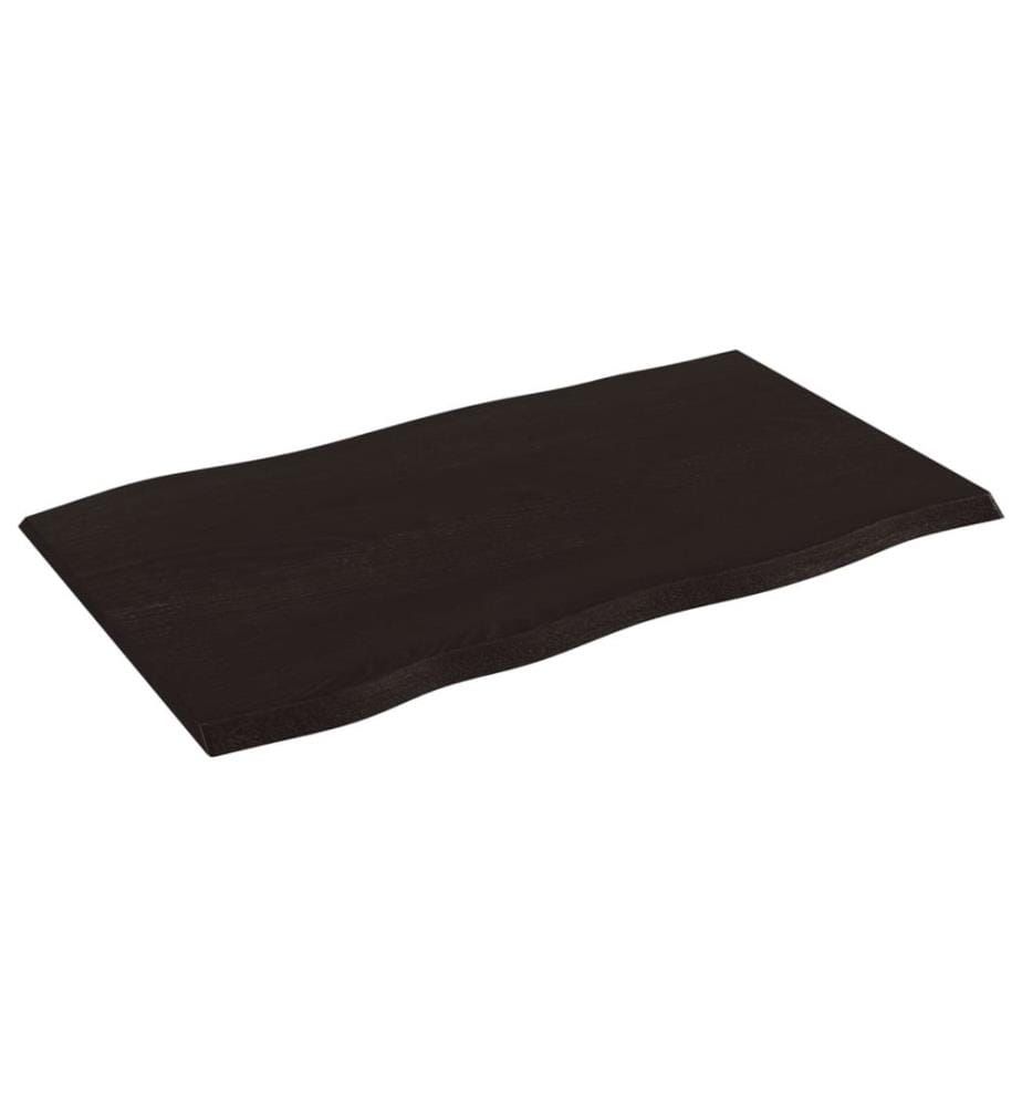 Tischplatte 100x60x2 cm Massivholz Eiche Behandelt Baumkante