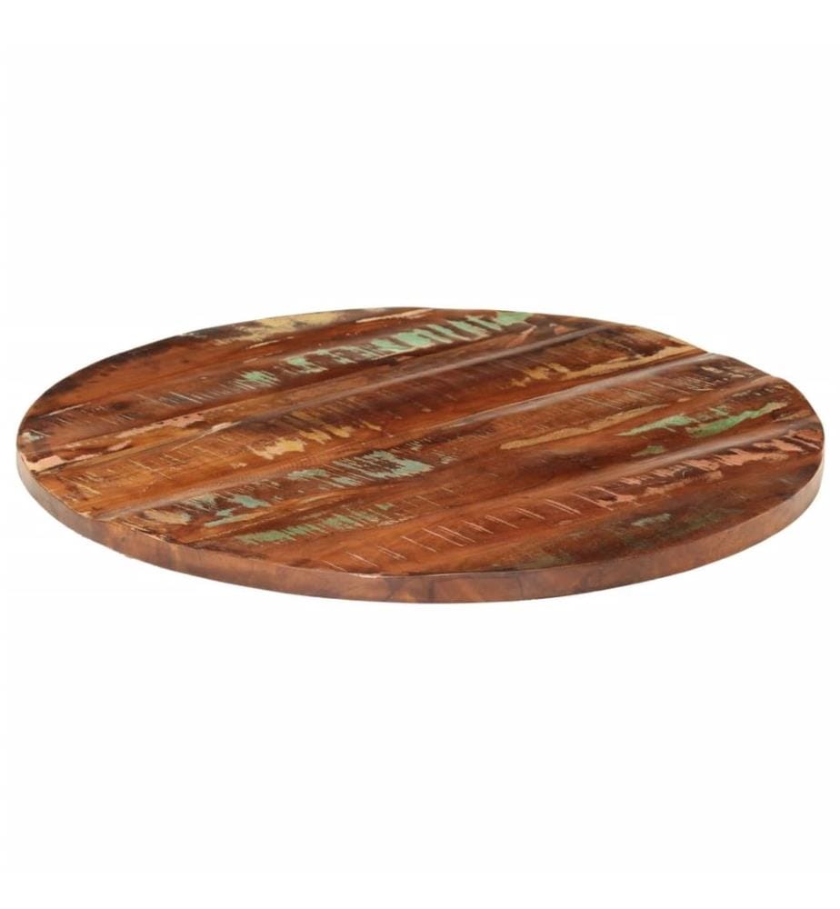 Tischplatte Ø 80x1,5 cm Rund Altholz Massiv