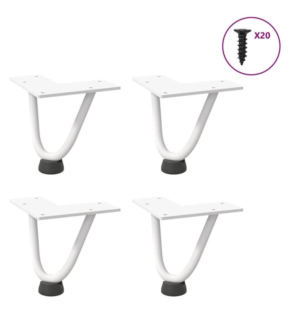 Haarnadelbeine für Couchtisch 4 Stk. Weiss 10 cm Massivstahl