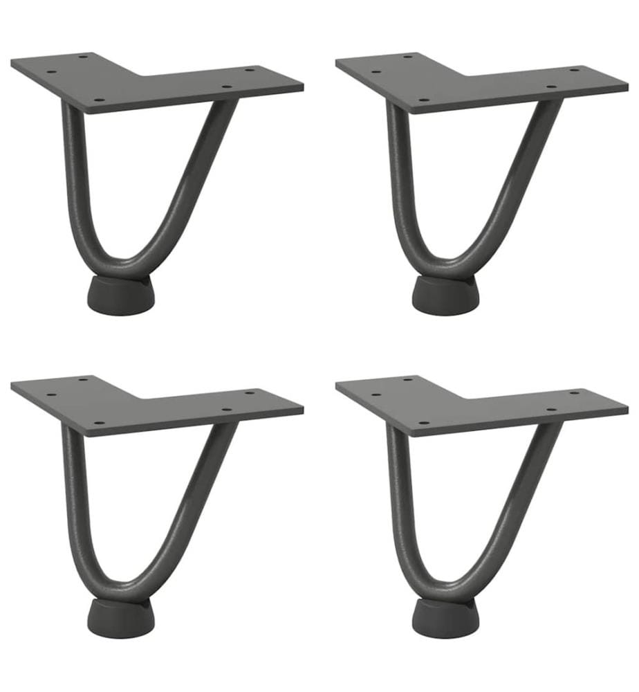 Haarnadelbeine für Couchtisch 4 Stk. Anthrazit 10 cm Massivstahl