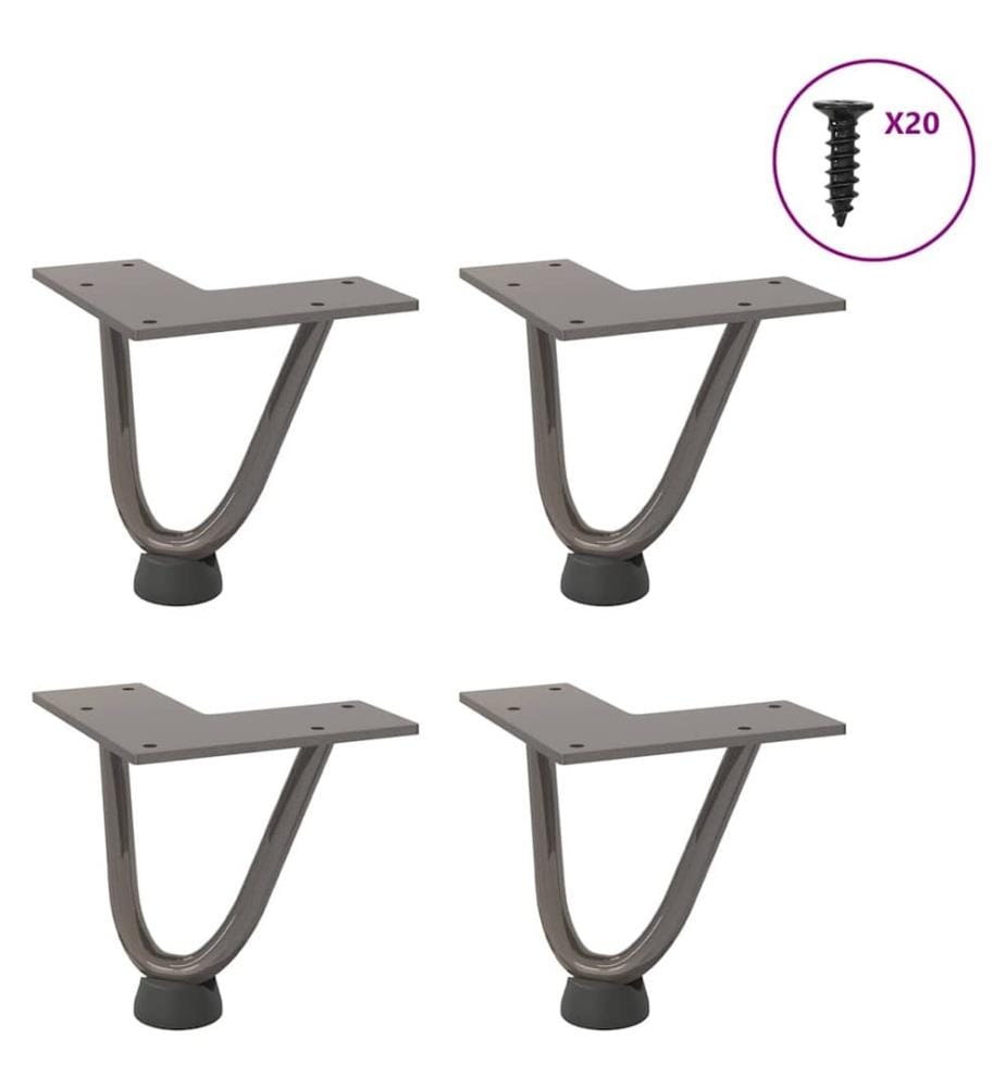 Haarnadelbeine für Couchtisch 4 Stk. Naturstahl 10 cm Massivstahl
