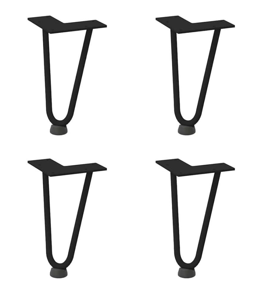 Pieds en épingle à cheveux pour table basse 4 pièces Noir 20 cm Acier massif
