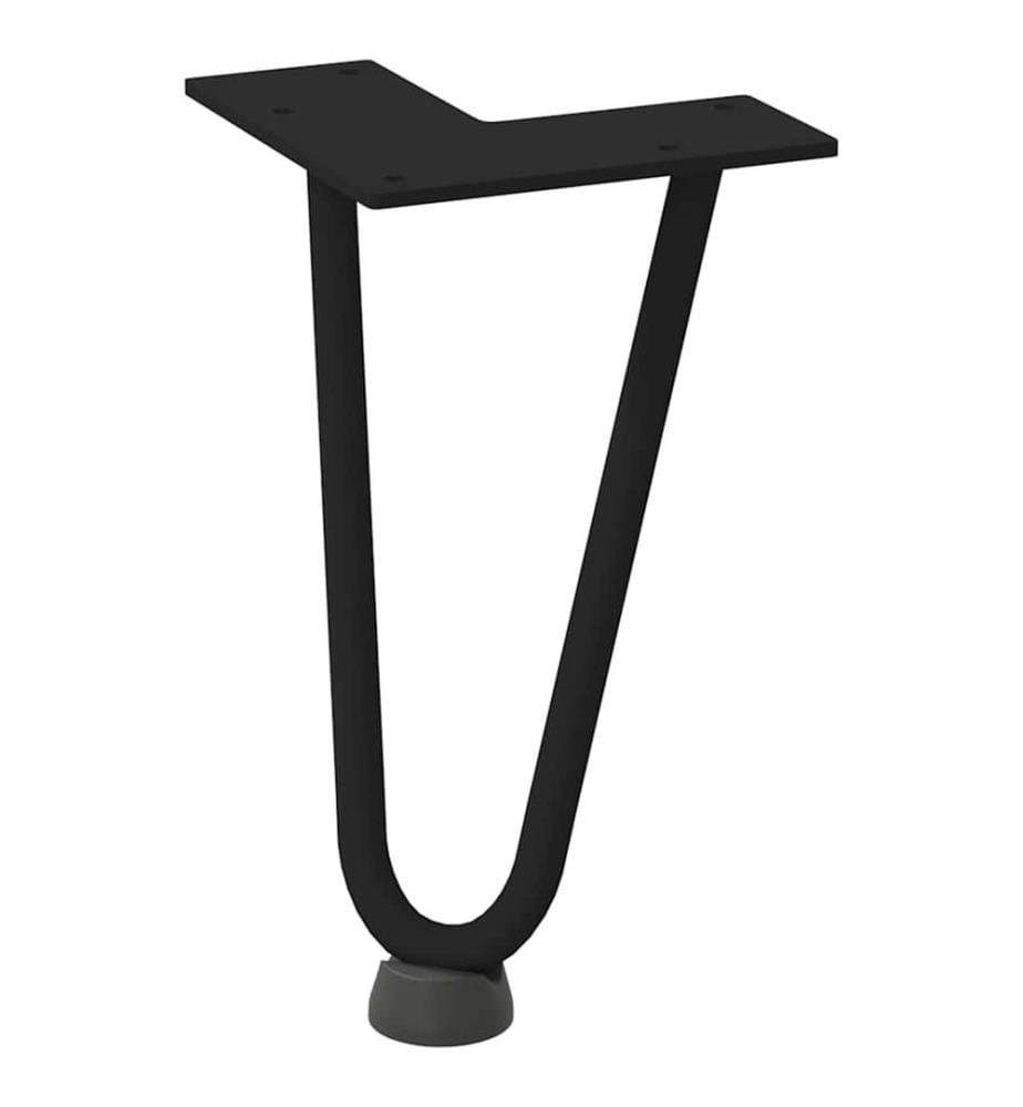 Pieds en épingle à cheveux pour table basse 4 pièces Noir 20 cm Acier massif