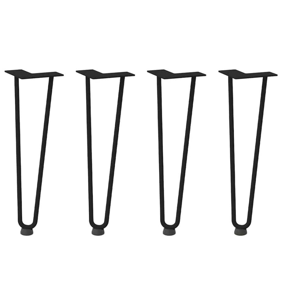 Pieds en épingle à cheveux pour table basse 4 pièces Noir 42 cm Acier massif