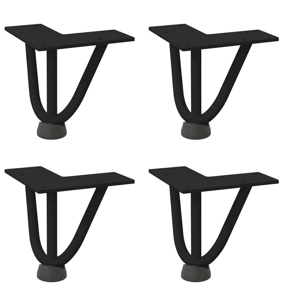 Pieds en épingle à cheveux pour table basse 4 pièces Noir 10 cm Acier massif