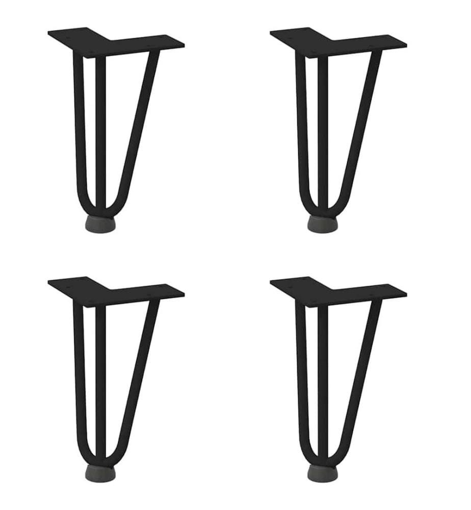 Pieds en épingle à cheveux pour table basse 4 pièces Noir 20 cm Acier massif