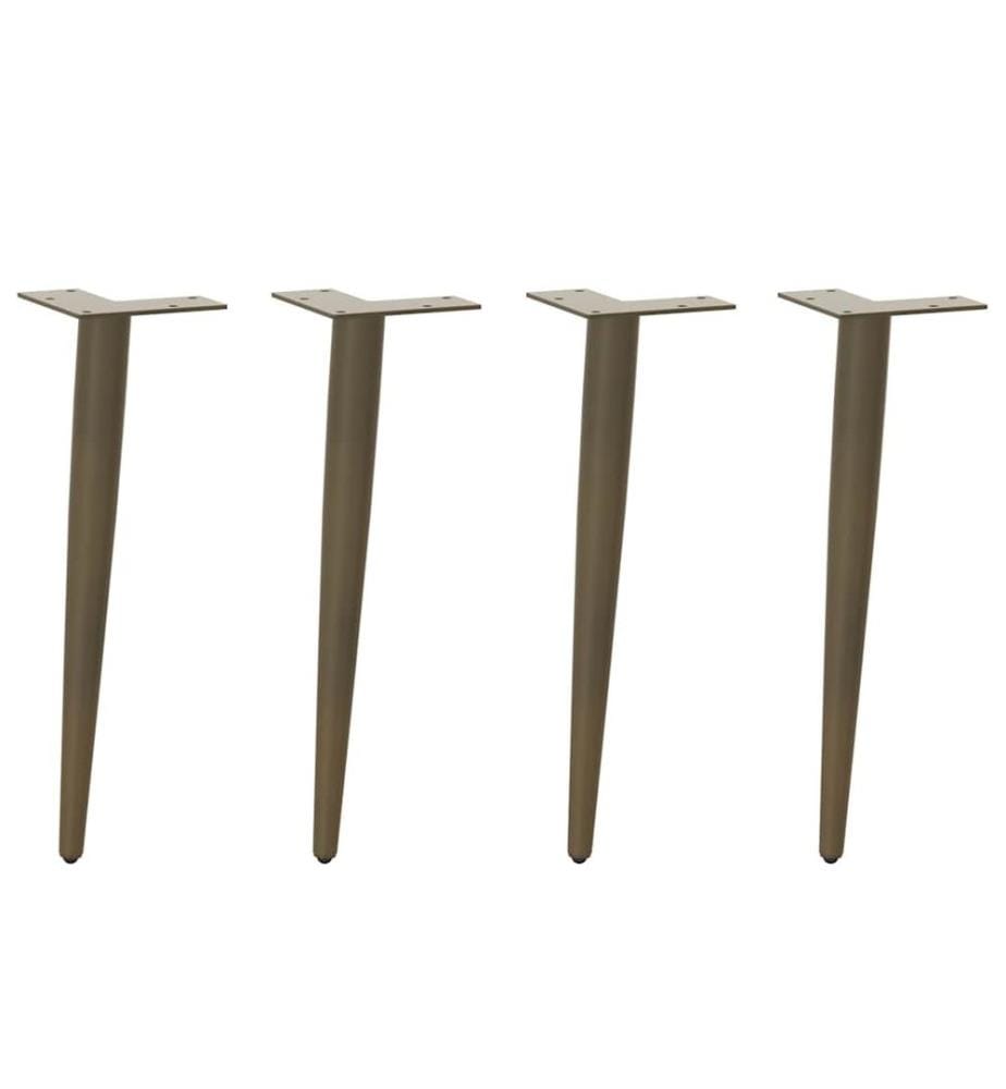 Pieds de table basse coniques 4 pièces Acier naturel 30-31 cm Acier