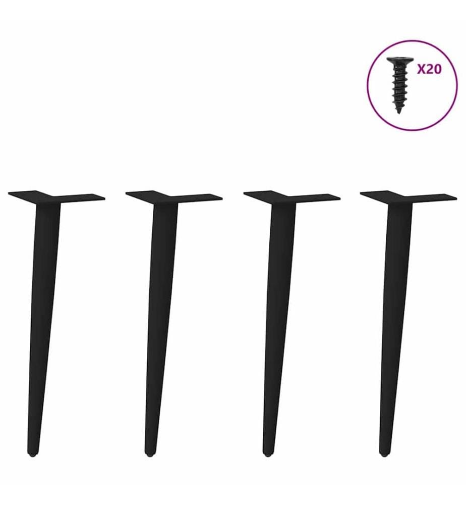 Pieds de table basse coniques 4 pièces Noir 42-43 cm Acier