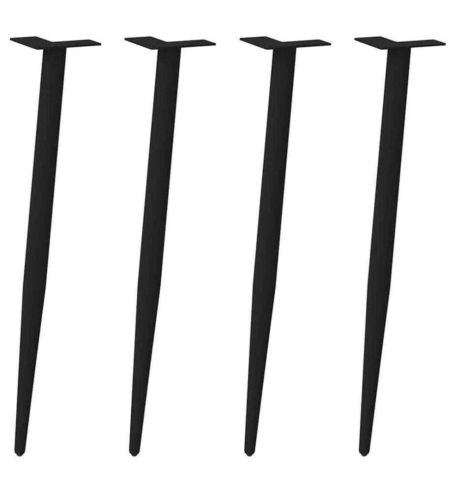 Pieds de table console coniques 4 pièces Noir 72-73 cm Acier