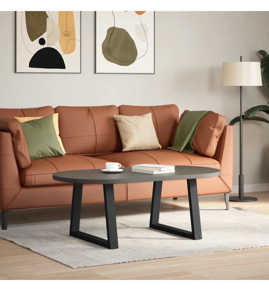 Pieds de table basse en forme de V, 2 pièces, noir, 60 x (42-43,3) cm, acier