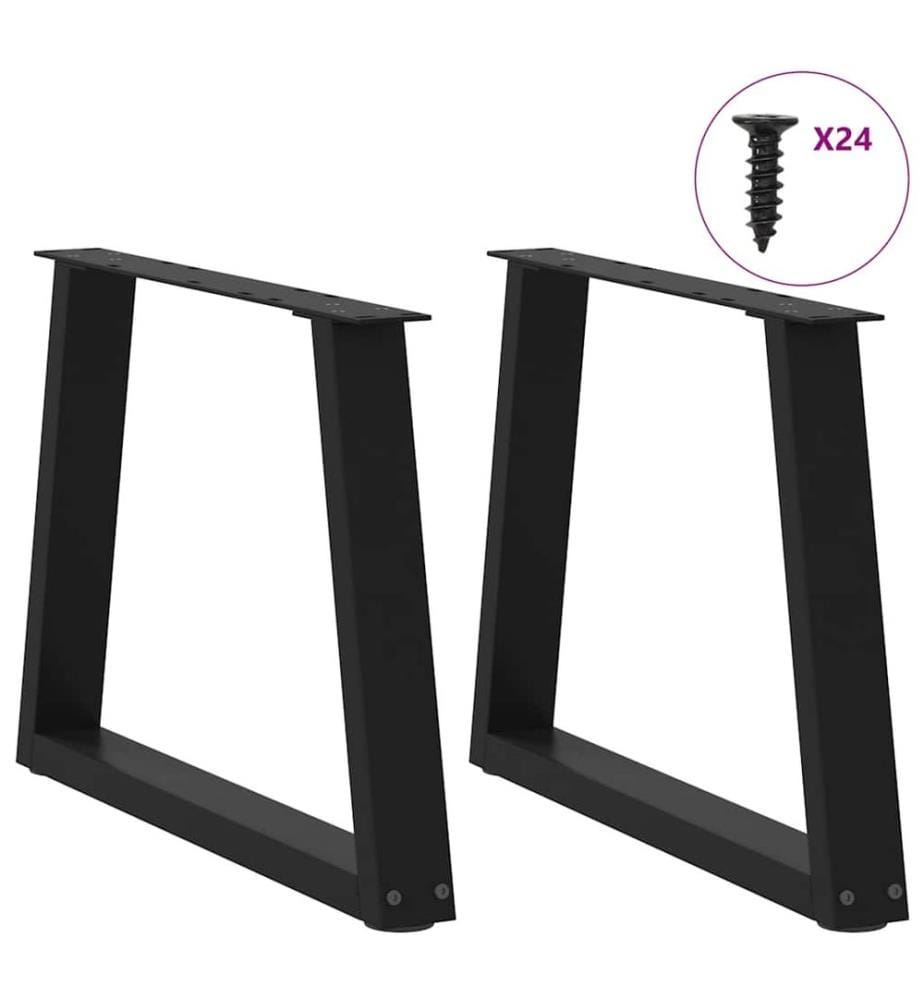 Pieds de table basse en forme de V, 2 pièces, noir, 60 x (42-43,3) cm, acier