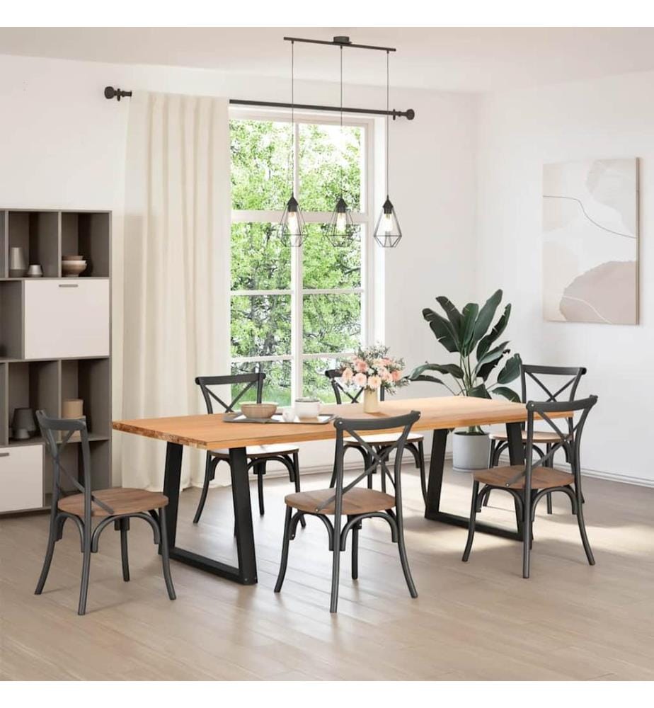 Pieds de table à manger en V 2 pièces Noir 80 x (72-73,3) cm Acier