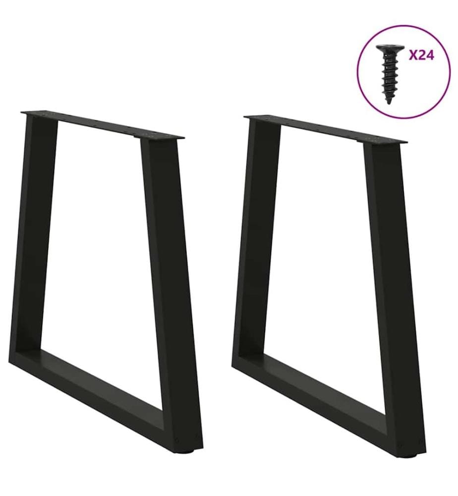 Pieds de table à manger en V 2 pièces Noir 80 x (72-73,3) cm Acier