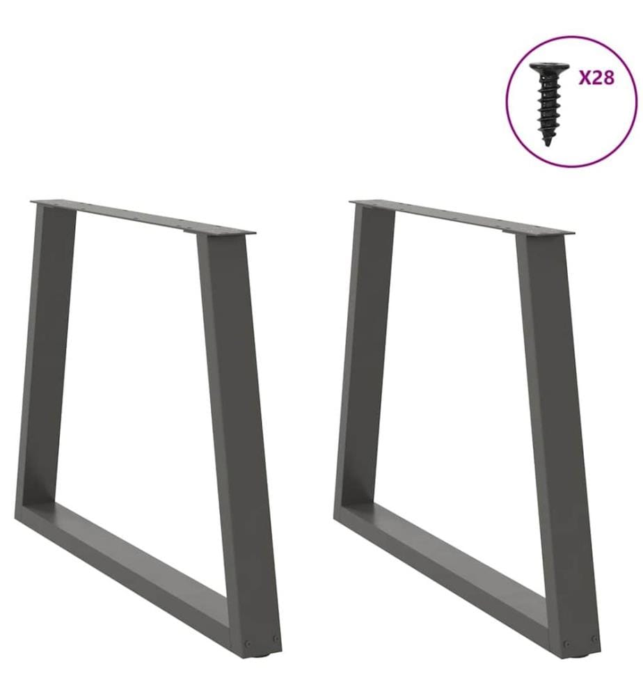 Pieds de table à manger en forme de V, 2 pièces, anthracite, 90 x (72-73,3) cm, acier