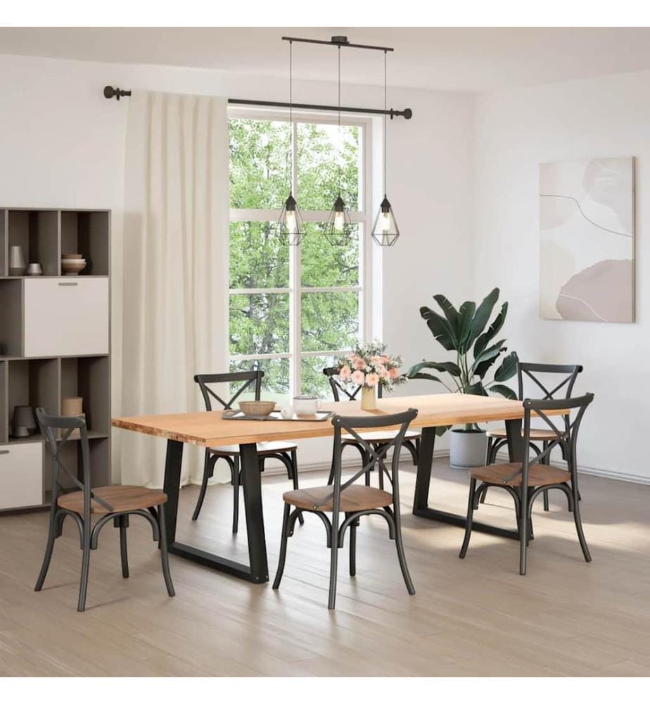 Pieds de table à manger en forme de V, 2 pièces, noir, 100 x (72-73,3) cm, acier