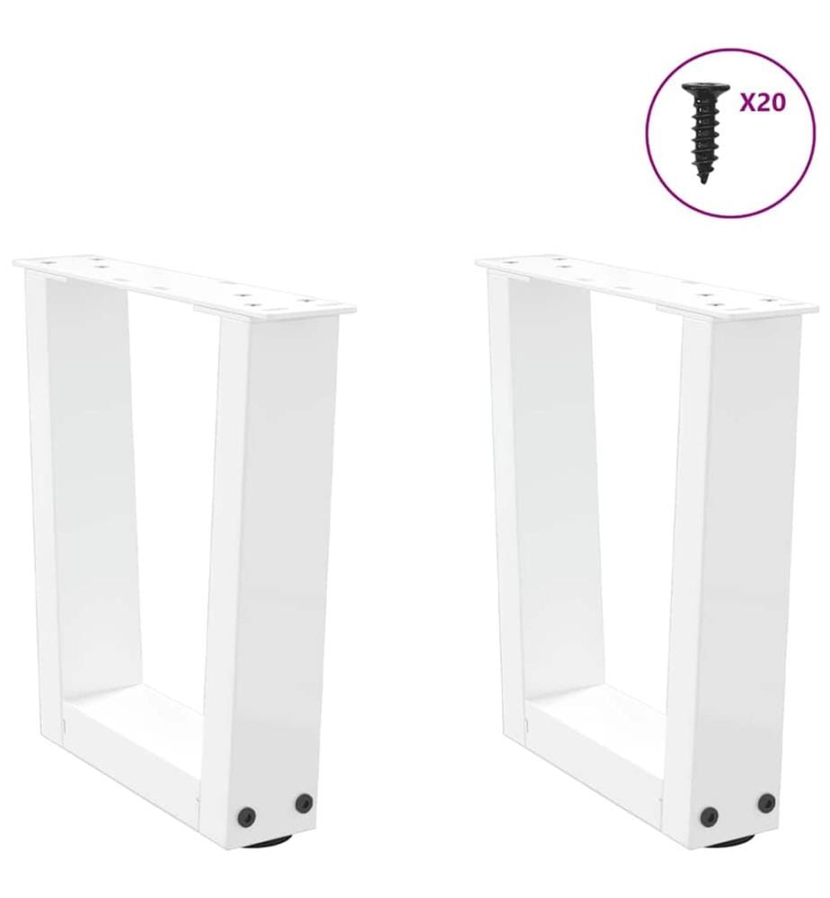 Pieds de table basse en forme de V, 2 pièces, blanc, 40 x (30-31,3) cm, acier