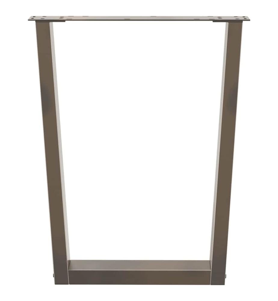 Pieds de table à manger en forme de V, 2 pièces, acier naturel, 60 x (72-73,3) cm