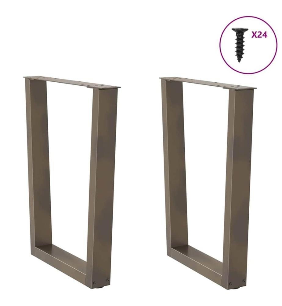 Pieds de table à manger en forme de V, 2 pièces, acier naturel, 60 x (72-73,3) cm