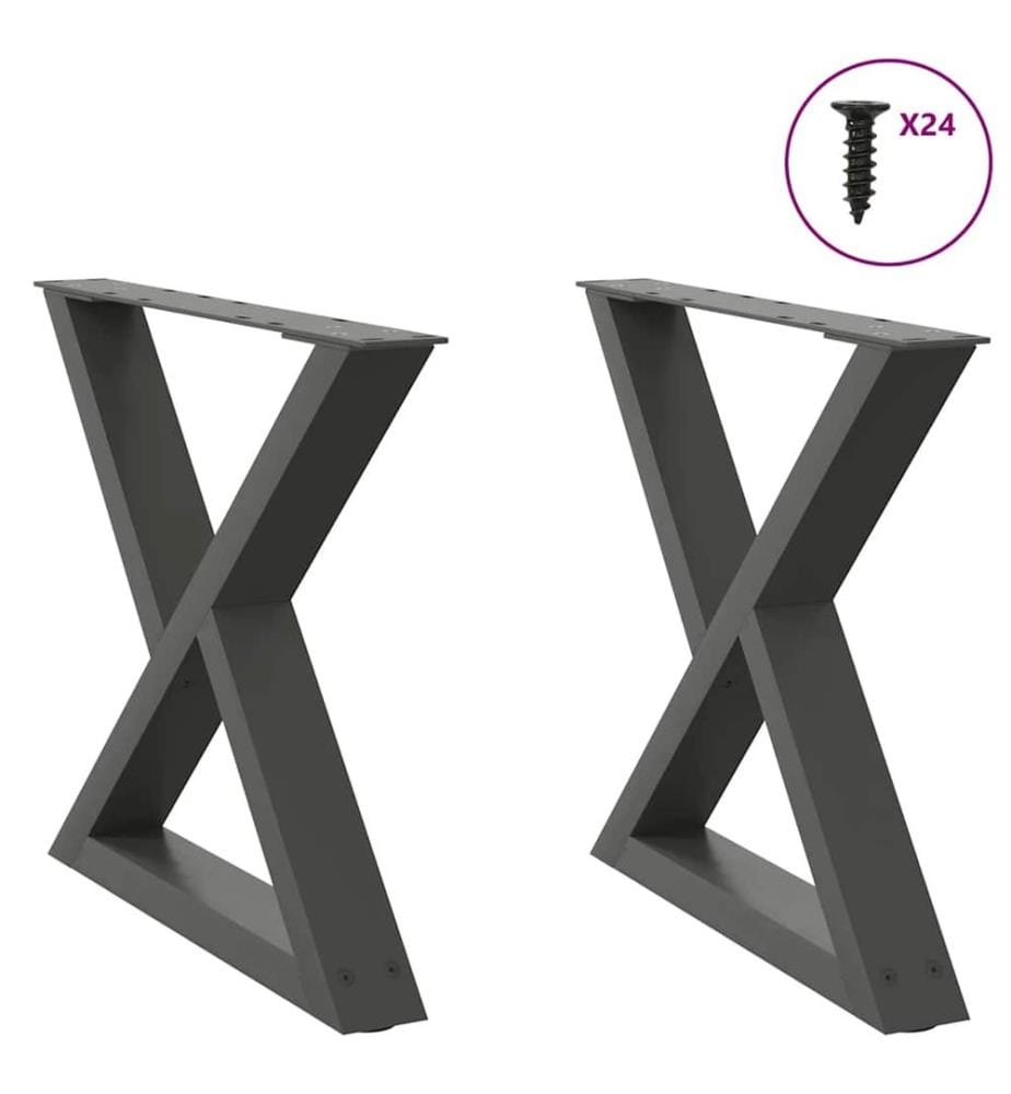 Pieds de table basse 2 pièces Anthracite 60 x (42-43,3) cm Acier