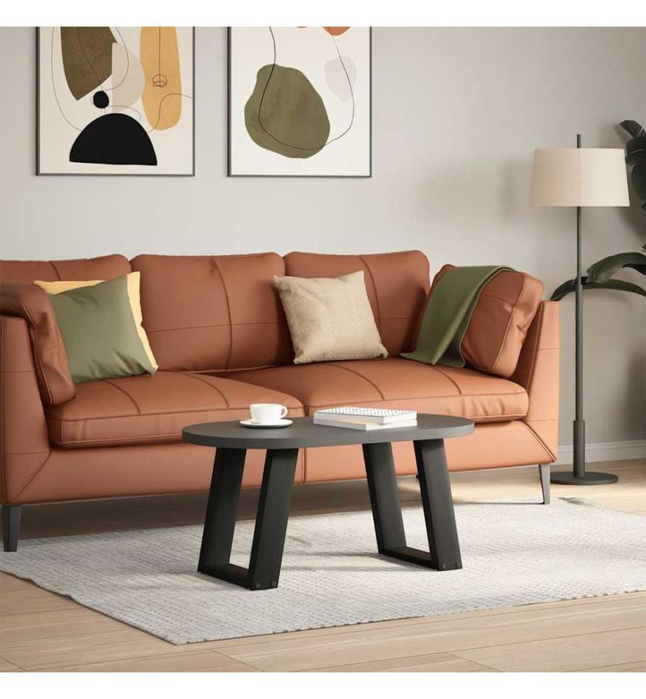 Pieds de table basse en U 2 pièces Noir 28 x (42-43) cm Acier