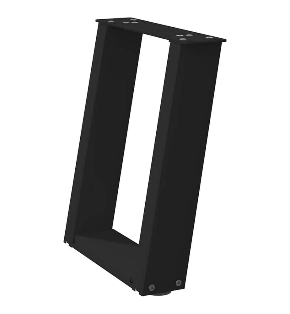 Pieds de table basse en U 2 pièces Noir 28 x (42-43) cm Acier
