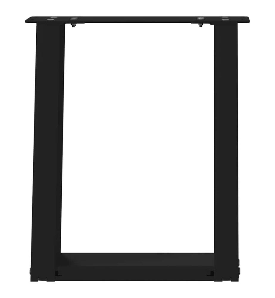 Pieds de table basse en U 2 pièces Noir 28 x (42-43) cm Acier