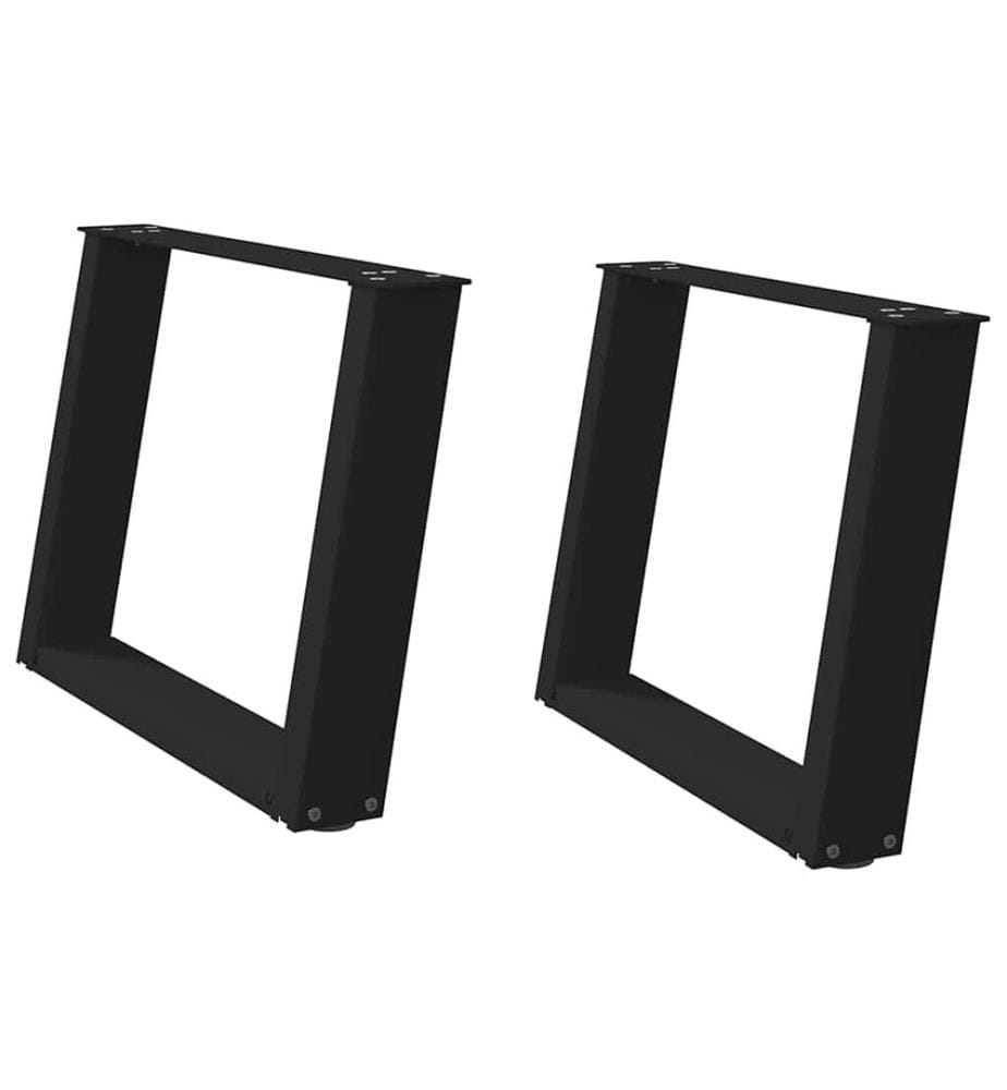 Pieds de table basse en U, 2 pièces, noir, 60 x (42-43) cm, acier