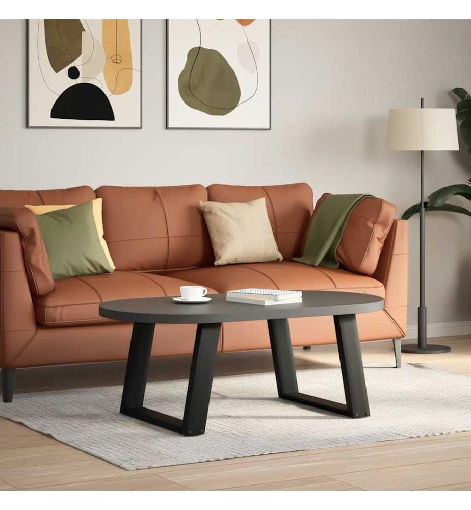 Pieds de table basse en U, 2 pièces, noir, 60 x (42-43) cm, acier