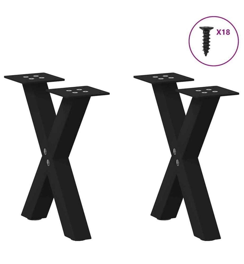 Couchtischbeine X-Form 2 Stk. Schwarz 37x(30-31) cm Stahl
