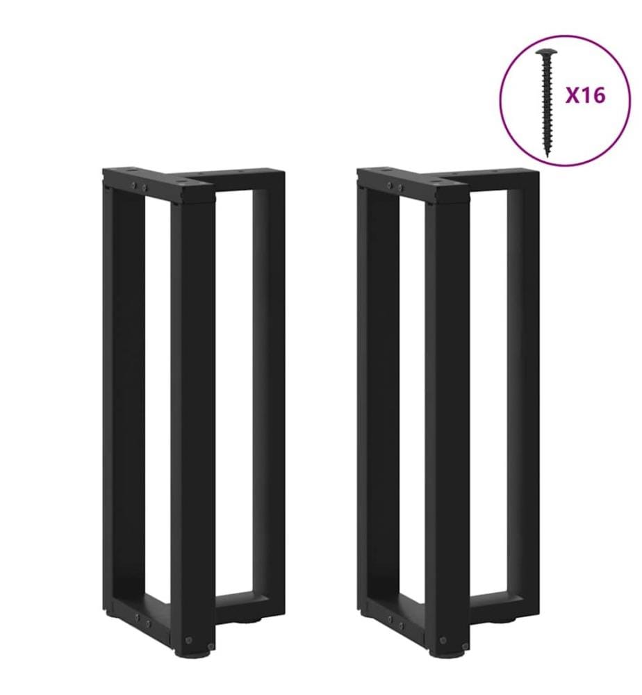 Pieds de table console en T, 2 pièces, noir, 25 x 28 x (72-73) cm, acier