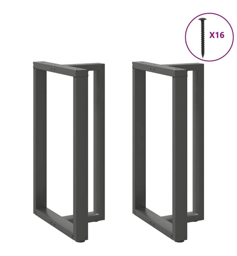 Pieds de table de bar en T, 2 pièces, anthracite, 60 x 35 x (100-101) cm, acier