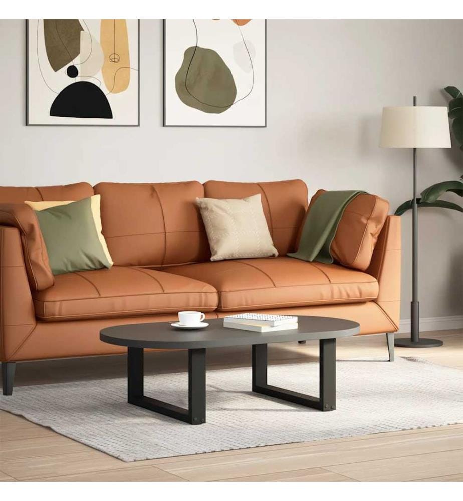 Pieds de table basse en U, 2 pièces, noir, 60 x (30-31) cm, acier