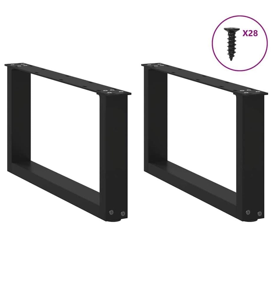 Couchtischbeine U-Form 2 Stk. Schwarz 70x(30-31) cm Stahl