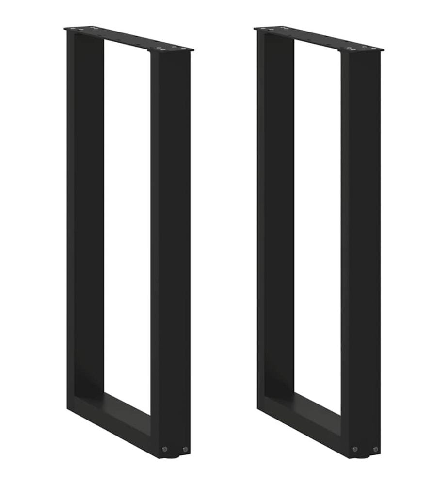 Pieds de table de bar en U, 2 pièces, noir, 50 x 90-91 cm, acier
