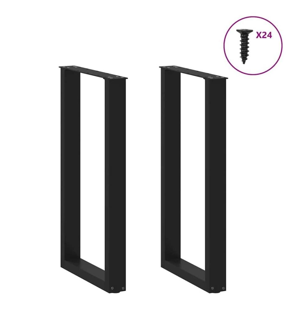 Pieds de table de bar en U, 2 pièces, noir, 50 x 90-91 cm, acier