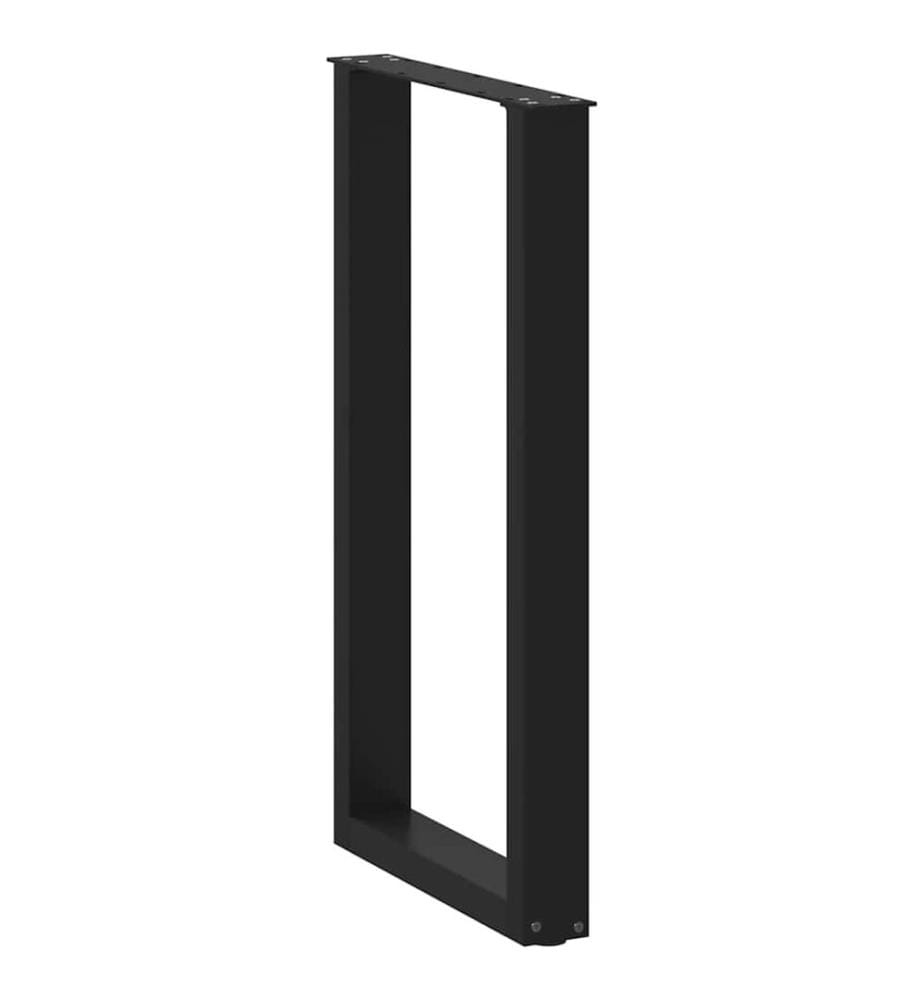 Pieds de table de bar en U, 2 pièces, noir, 50 x 90-91 cm, acier