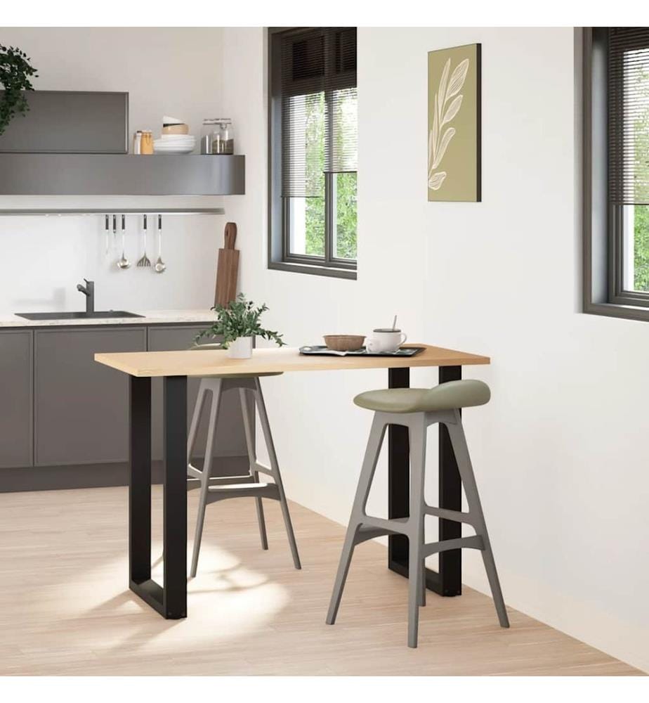 Pieds de table de bar en U, 2 pièces, noir, 60 x 90-91 cm, acier