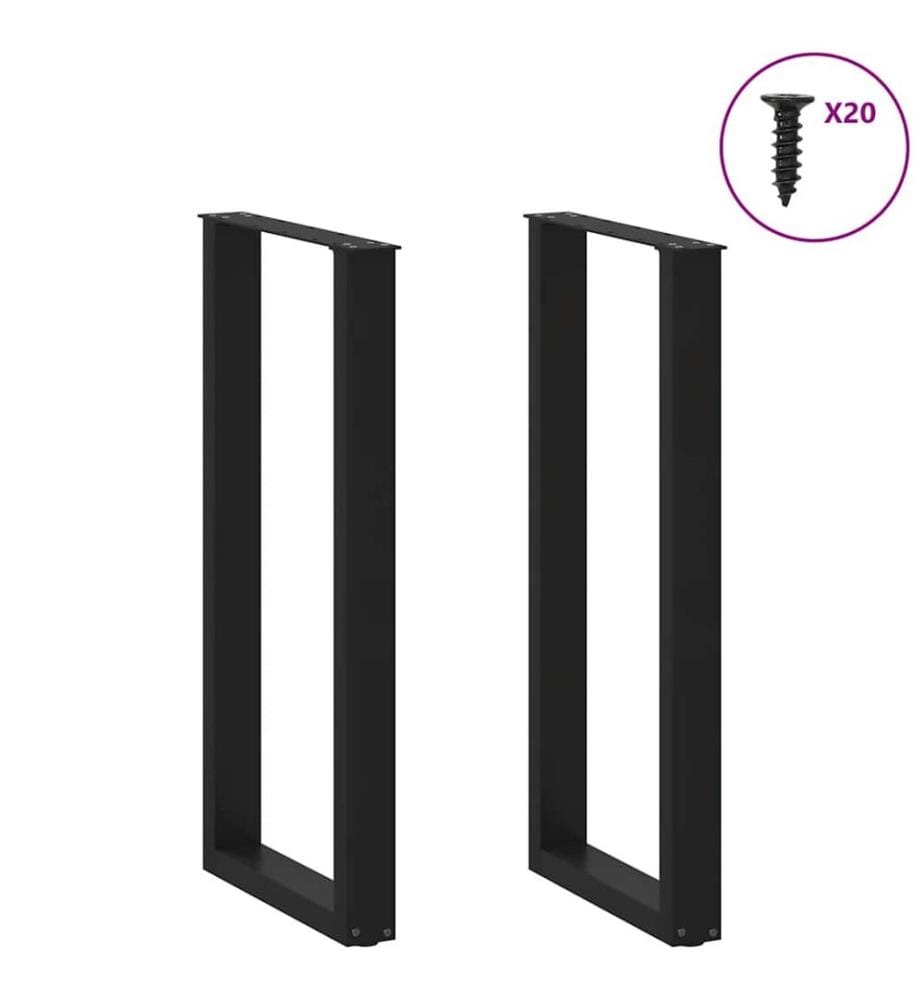 Bartischbeine U-Form 2 Stk. Schwarz 40x(100-101) cm Stahl