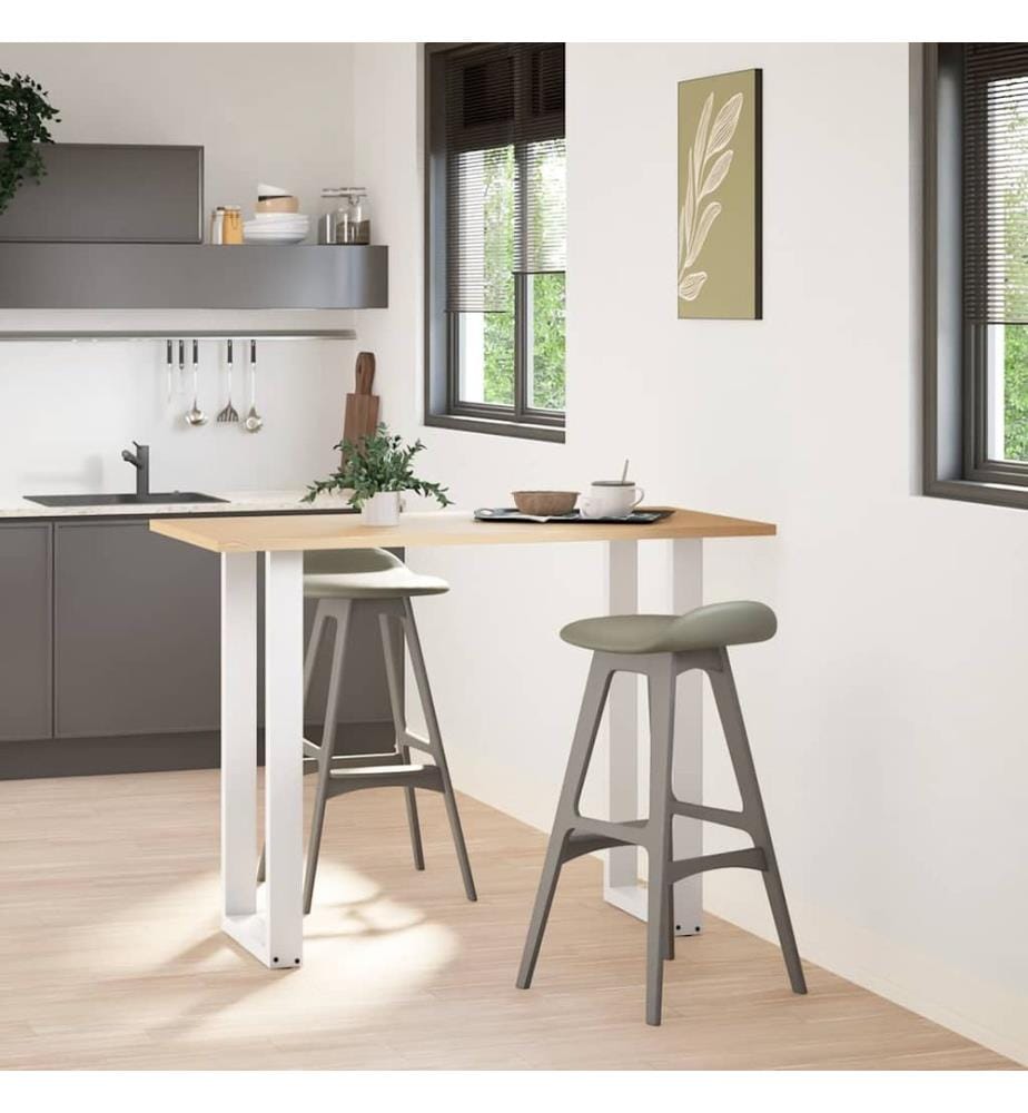 Pieds de table de bar en U, 2 pièces, blanc, 40 x (100-101) cm, acier