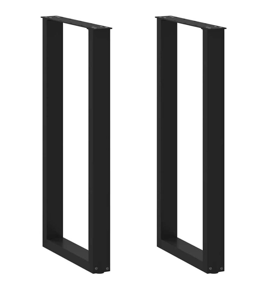 Pieds de table de bar en U, 2 pièces, noir, 50 x (100-101) cm, acier