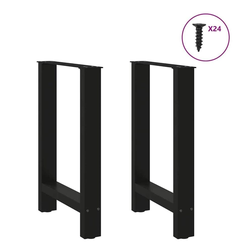 Pieds de table à manger Noir 2 pièces 60 x (72-73) cm Acier