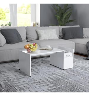 Table basse Blanc 90x45x35 cm bois d'ingénierie